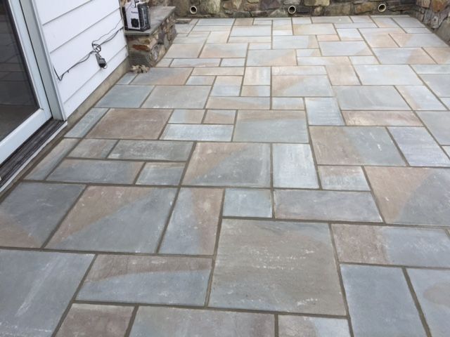 tan and gray flagstone patio